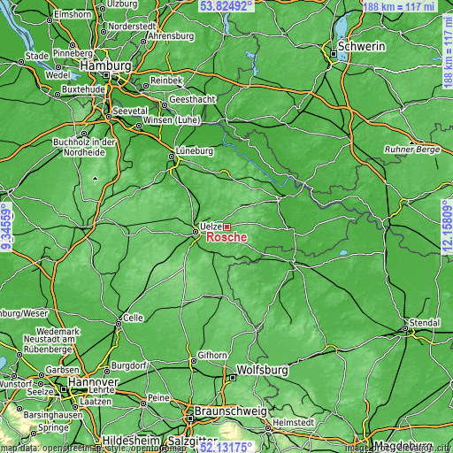 Topographic map of Rosche