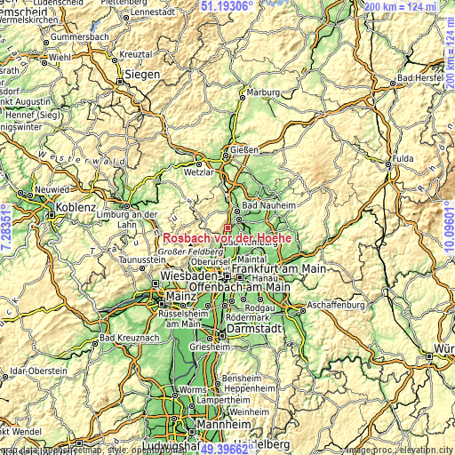 Topographic map of Rosbach vor der Höhe