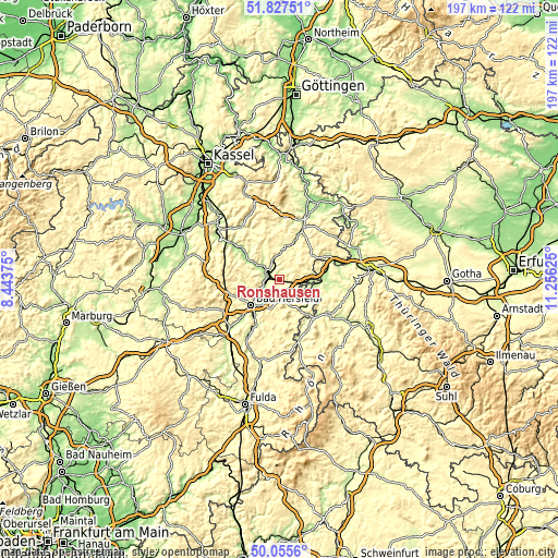 Topographic map of Ronshausen