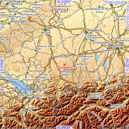 Topographic map of Ronsberg