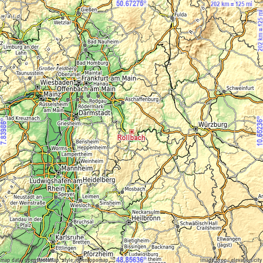 Topographic map of Röllbach