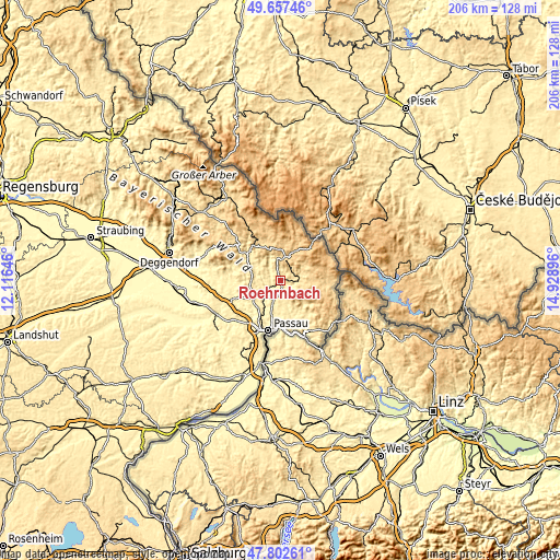 Topographic map of Röhrnbach