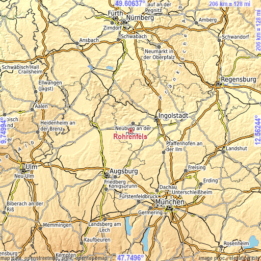 Topographic map of Rohrenfels