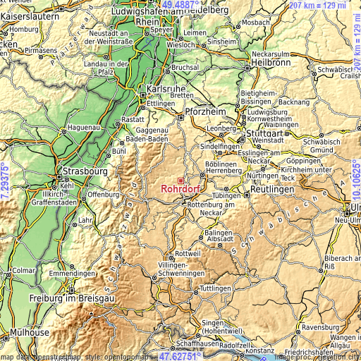 Topographic map of Rohrdorf