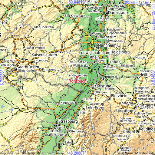 Topographic map of Rohrbach