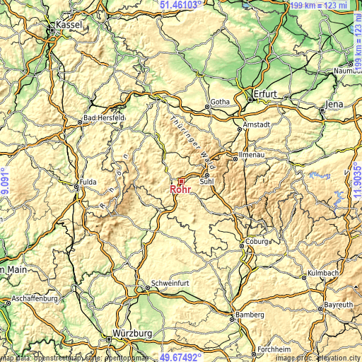 Topographic map of Rohr