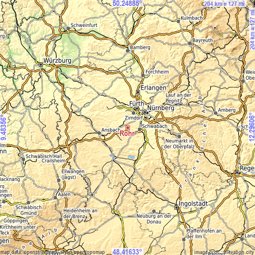 Topographic map of Rohr