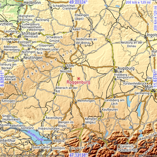 Topographic map of Roggenburg