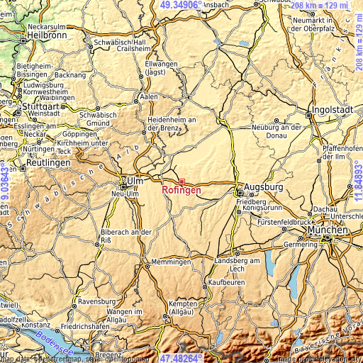 Topographic map of Röfingen