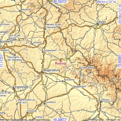 Topographic map of Roding