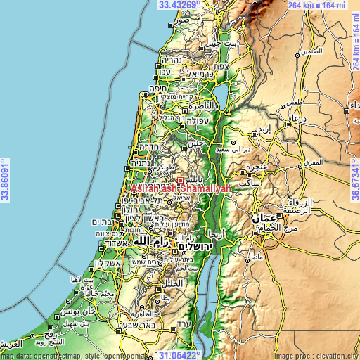 Topographic map of ‘Aşīrah ash Shamālīyah
