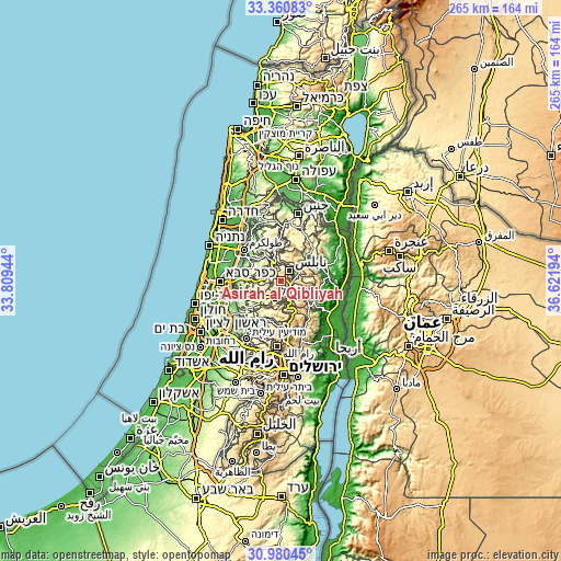 Topographic map of ‘Aşīrah al Qiblīyah