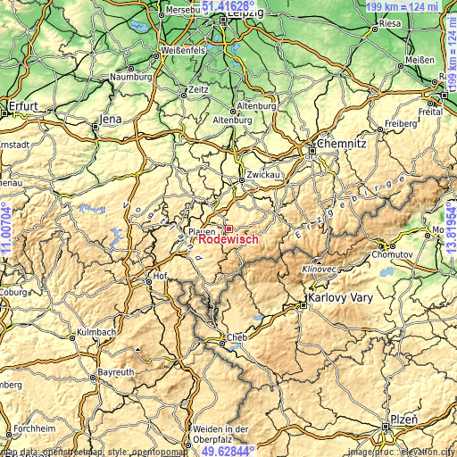 Topographic map of Rodewisch