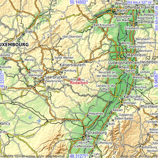 Topographic map of Rodalben