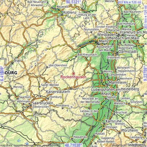 Topographic map of Rockenhausen