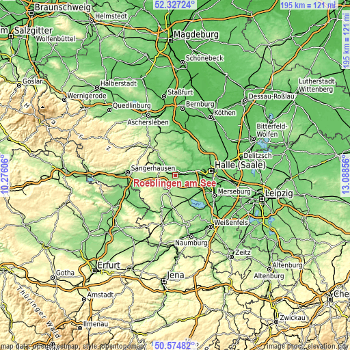 Topographic map of Röblingen am See