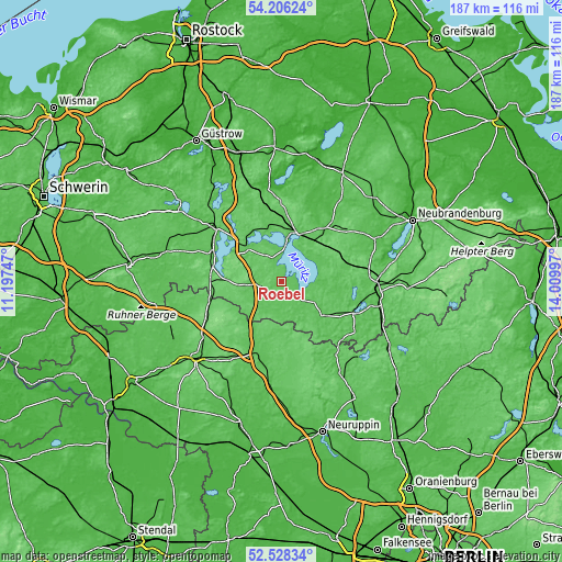 Topographic map of Röbel