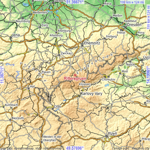 Topographic map of Rittersgrün