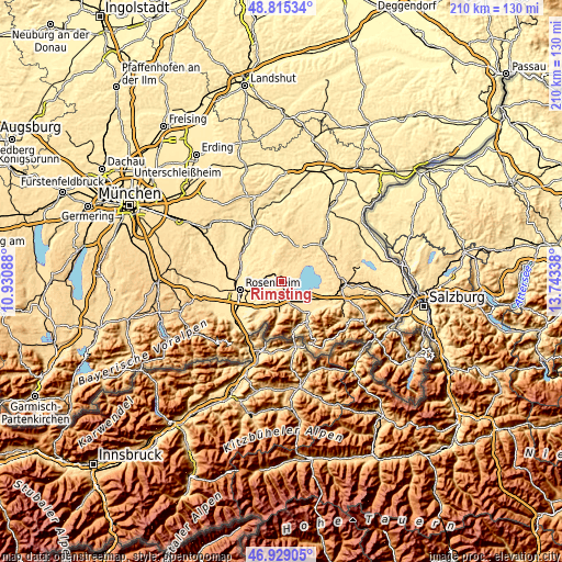 Topographic map of Rimsting