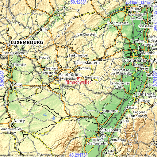 Topographic map of Rimschweiler