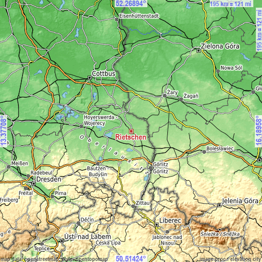 Topographic map of Rietschen