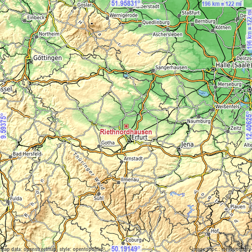 Topographic map of Riethnordhausen