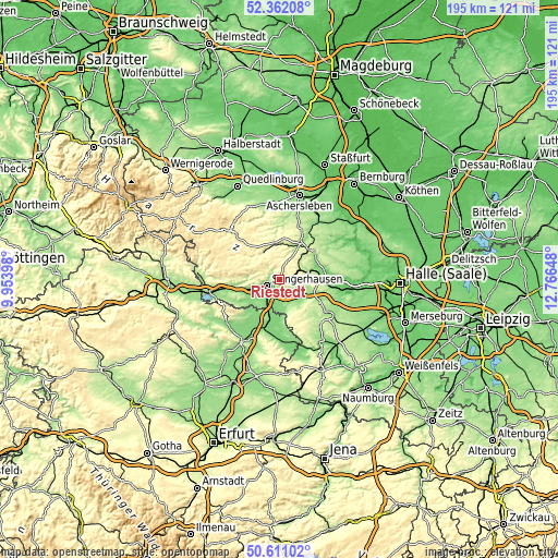 Topographic map of Riestedt