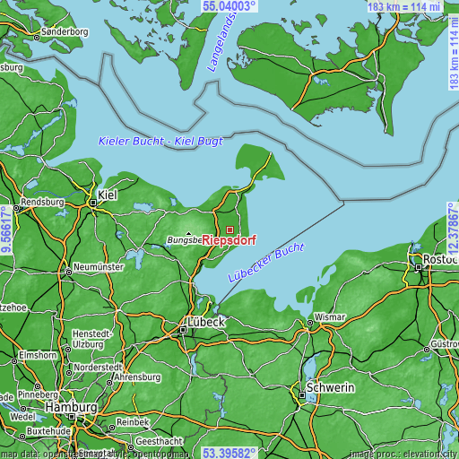 Topographic map of Riepsdorf