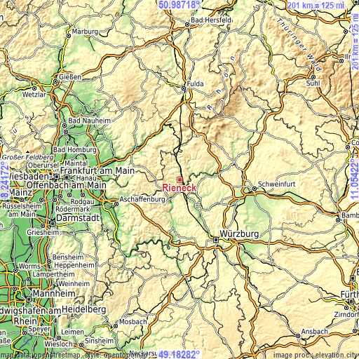 Topographic map of Rieneck