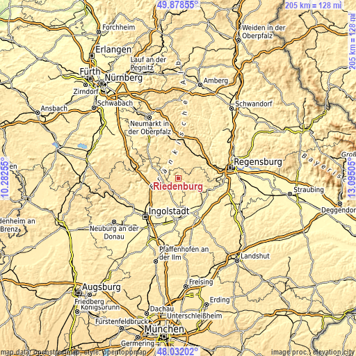 Topographic map of Riedenburg