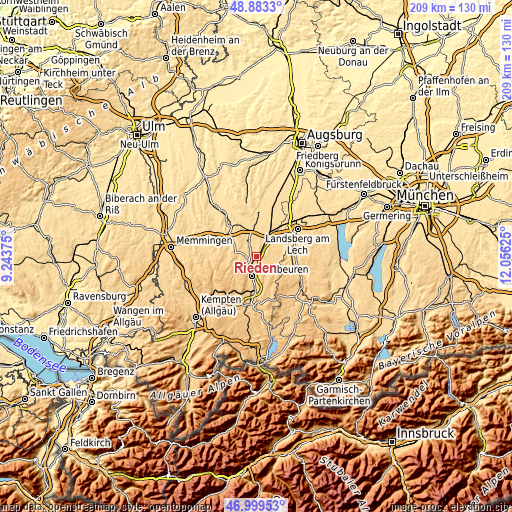 Topographic map of Rieden