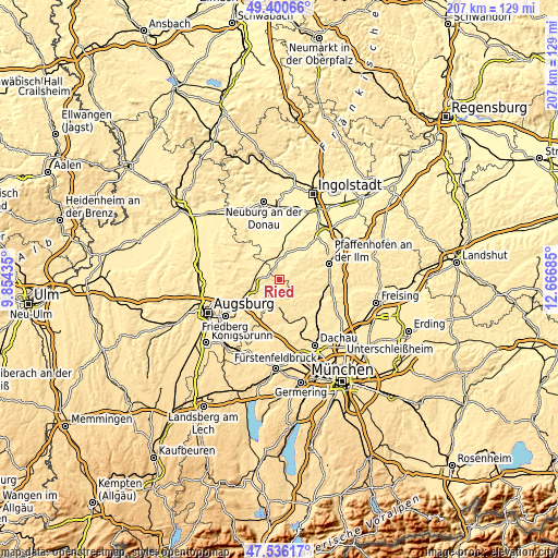 Topographic map of Ried