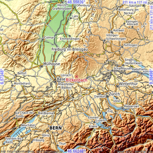 Topographic map of Rickenbach