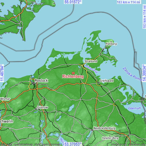 Topographic map of Richtenberg