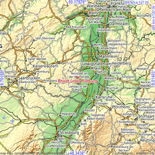 Topographic map of Rhodt unter Rietburg