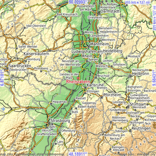 Topographic map of Rheinzabern