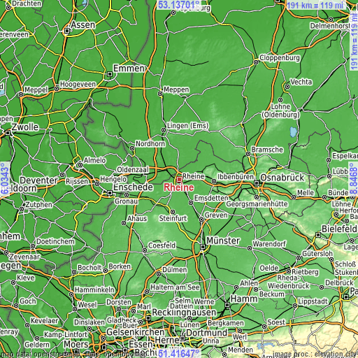 Topographic map of Rheine