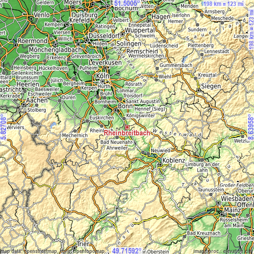 Topographic map of Rheinbreitbach