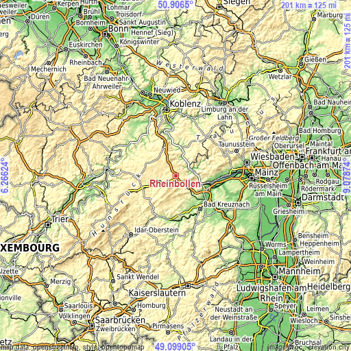 Topographic map of Rheinböllen