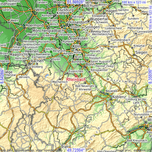 Topographic map of Rheinbach