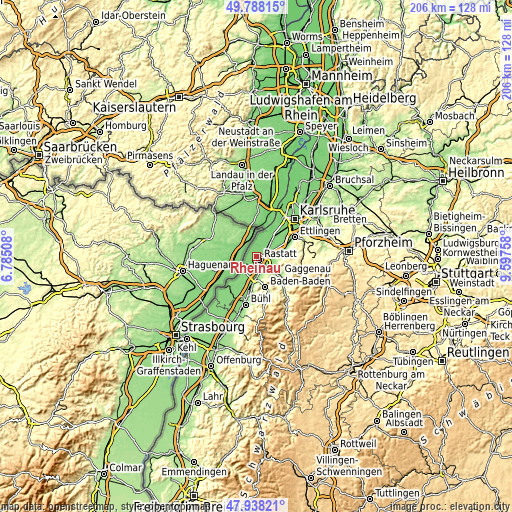 Topographic map of Rheinau
