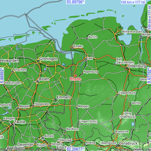 Topographic map of Rhede