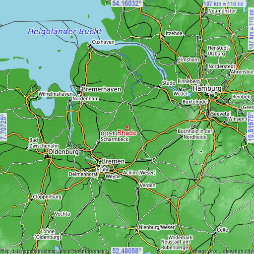 Topographic map of Rhade