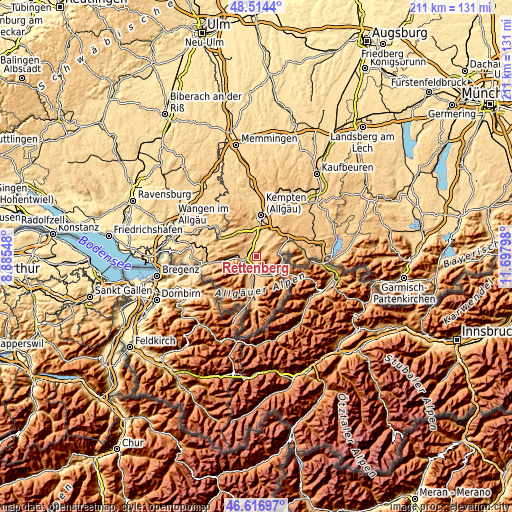 Topographic map of Rettenberg