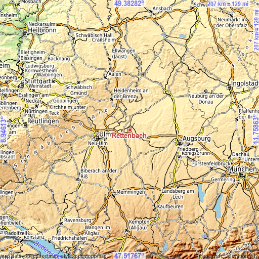 Topographic map of Rettenbach