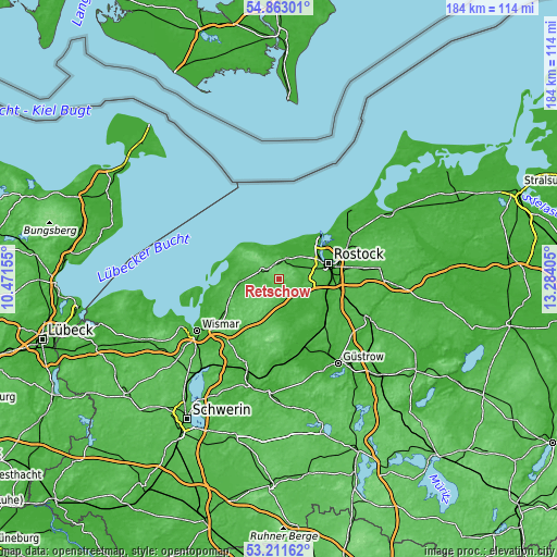 Topographic map of Retschow