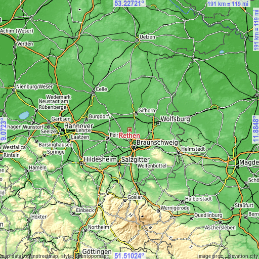 Topographic map of Rethen