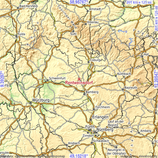 Topographic map of Rentweinsdorf