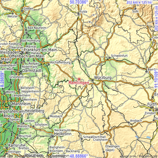 Topographic map of Remlingen