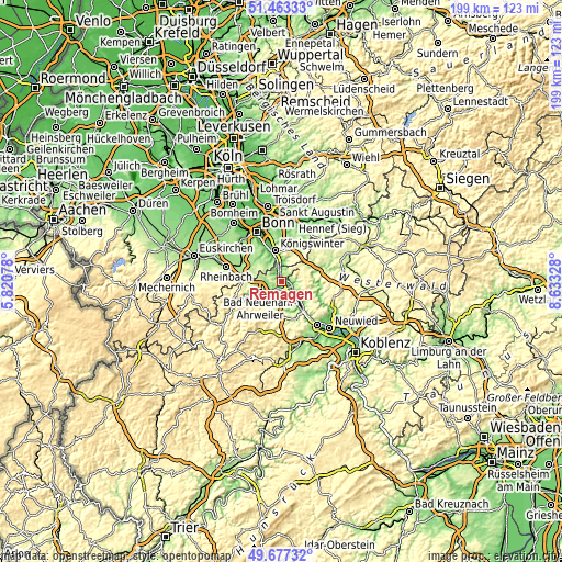 Topographic map of Remagen